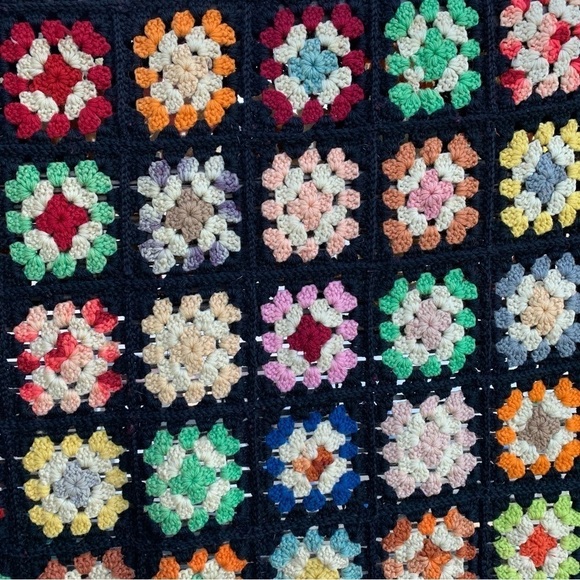 Afghan Crochet Granny Square Blanket Throw Quilt Cabin Vibes - Picture 6 of 12